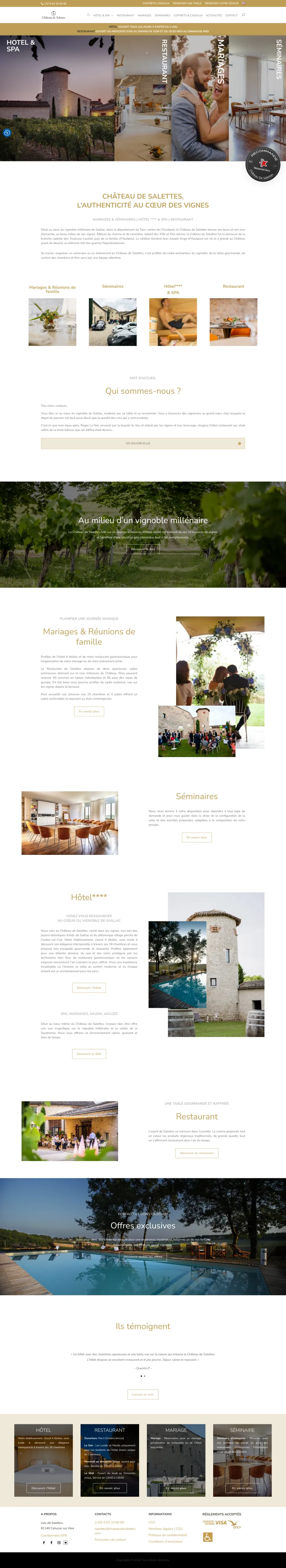 Page d’accueil desktop de Château de Salettes