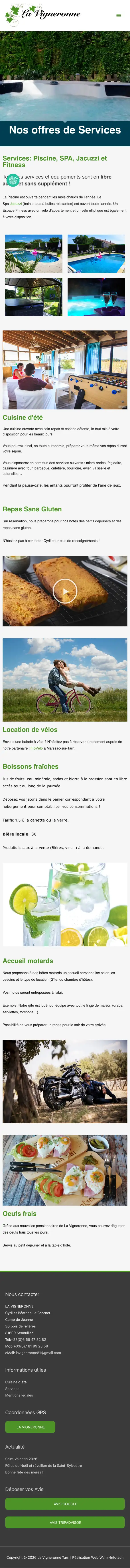 Page d'accueil mobile de La Vigneronne 81