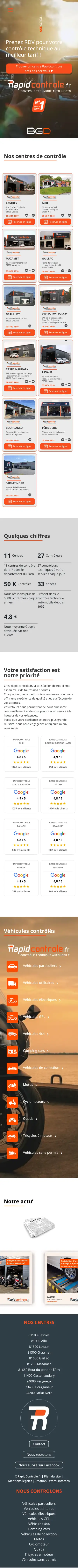 Page d’accueil mobile de rapidcontrole